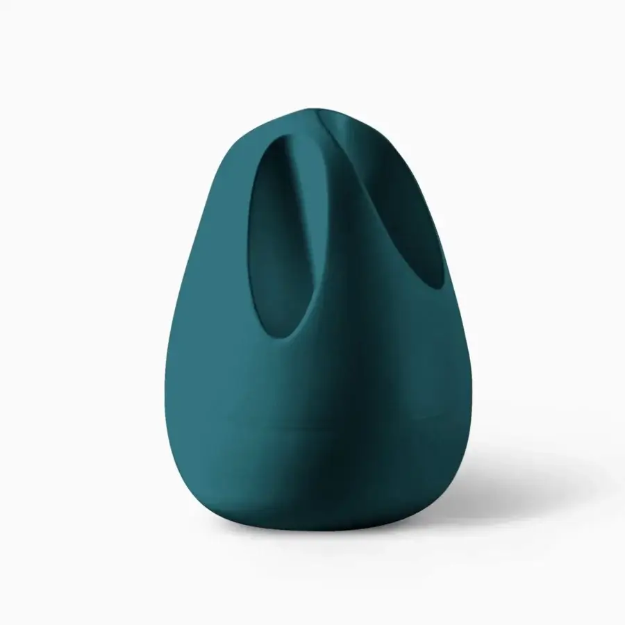 Exceptional Serralunga Plomb umbrella stand with deep teal recyclable plastic and matte finish