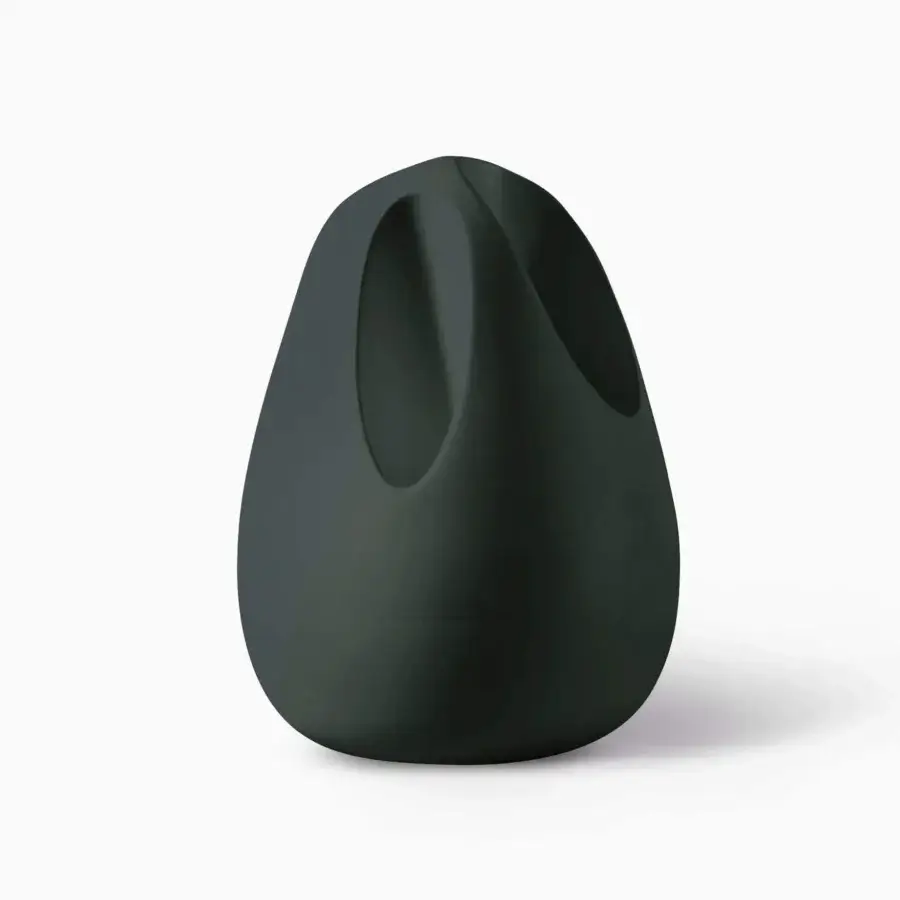Distinguished Serralunga Plomb umbrella stand with organic form crafted in dark gray recyclable LLDPE plastic and matte finish