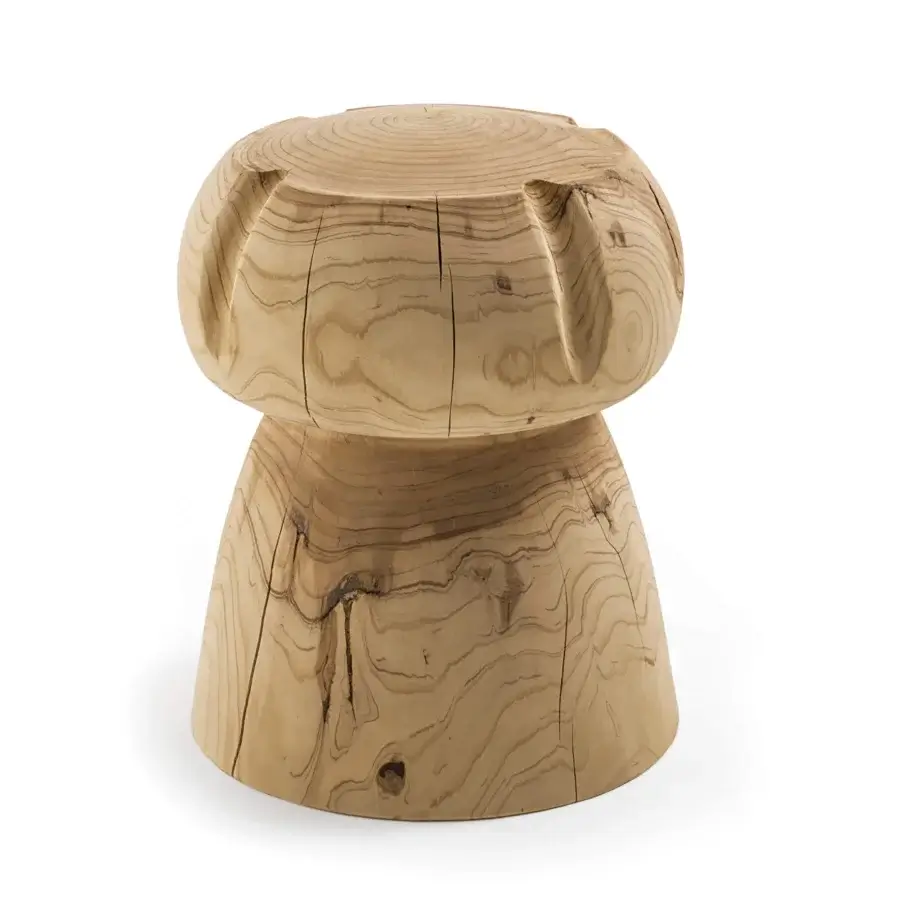 Distinguished Riva 1920 Miss Champagne ottoman crafted in light beige Cedar of Lebanon with a matte finish