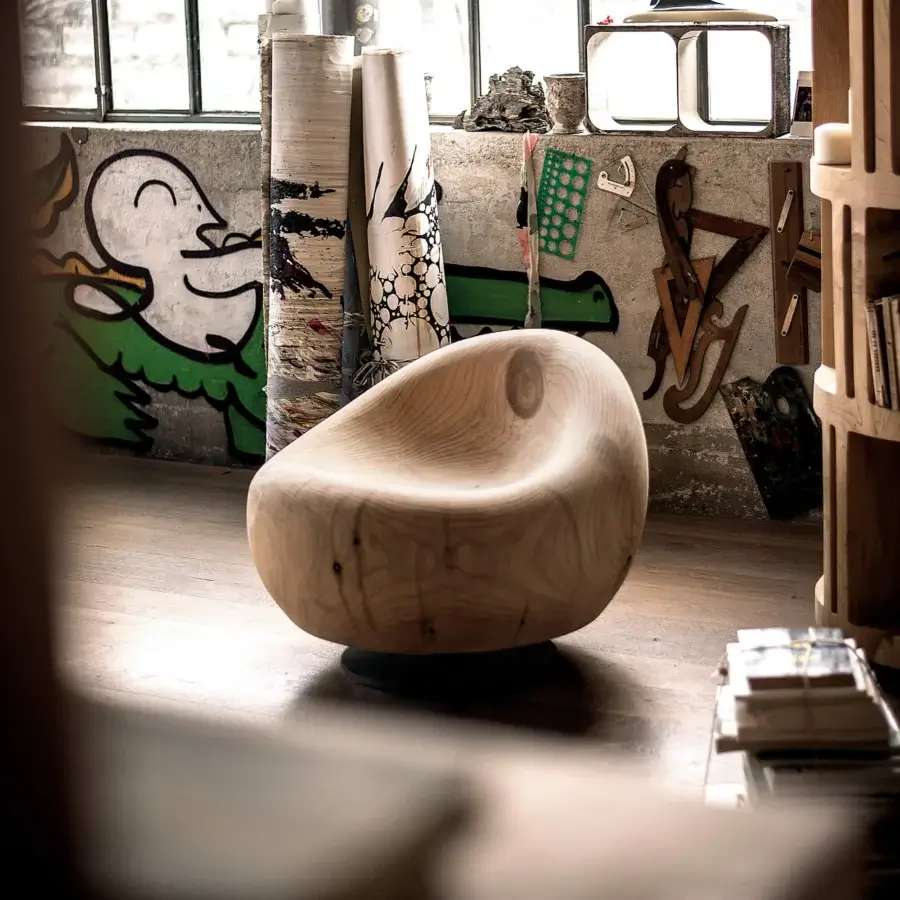 Distinguished Riva 1920 Maui lounge chair crafted in light-to-medium toned Lebanon cedar with a matte finish