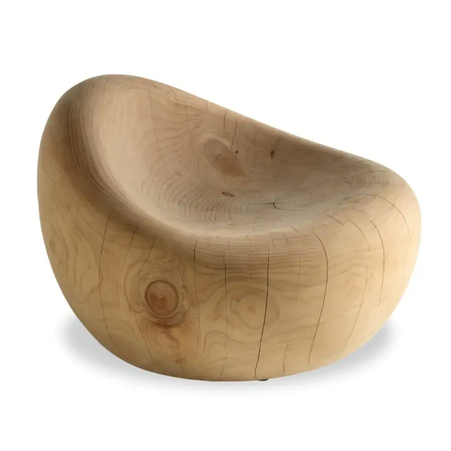 Exceptional Riva 1920 Maui lounge chair sculpted from solid scented cedar with a smooth satin finish