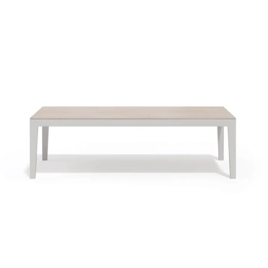 Sophisticated Atmosphera Dream coffee table with epoxy painted aluminum frame and stone effect tempered glass tabletop
