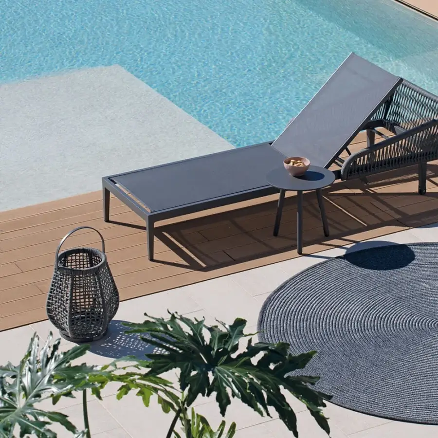 Superior Atmosphera Dream side table with aluminum frame and top in dark charcoal epoxy paint finish