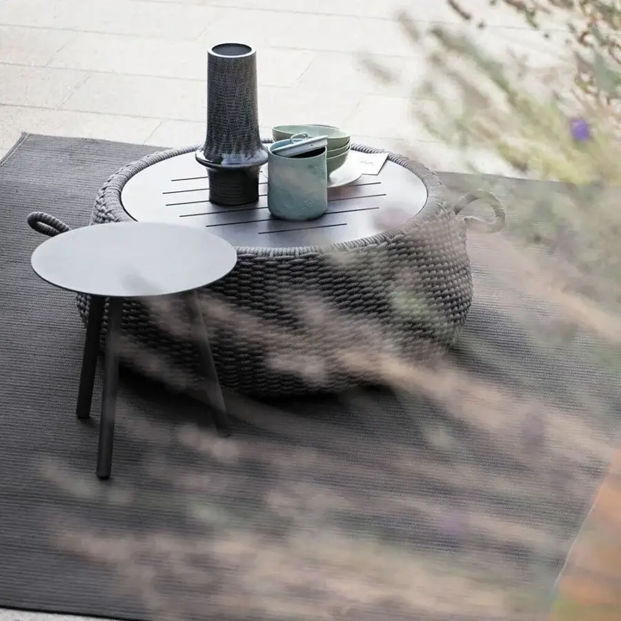 Elegant Atmosphera Dream side table crafted with aluminum and epoxy painted woven texture tabletop