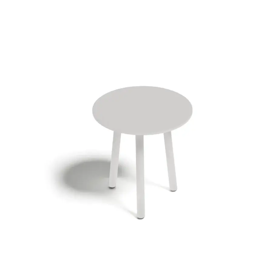 Refined Atmosphera Dream side table crafted with durable aluminum and epoxy painted top in matte white finish