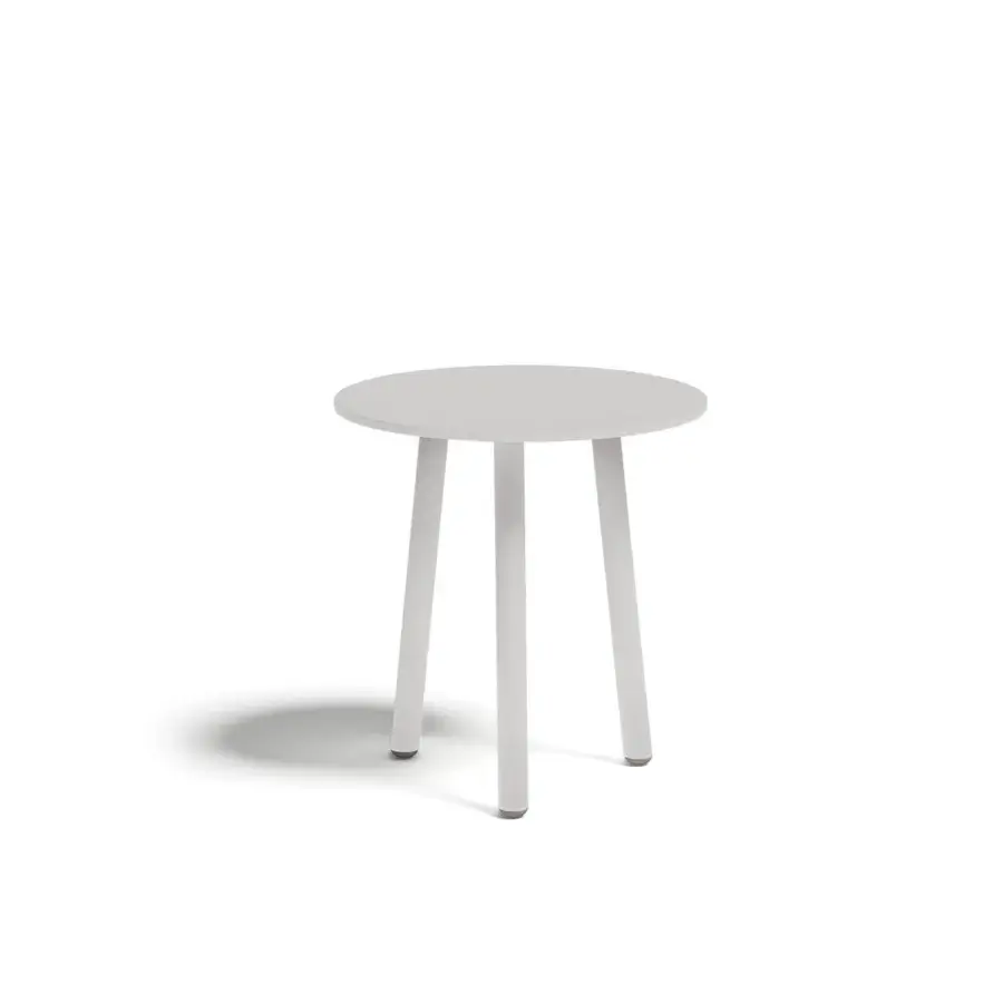Exceptional Atmosphera Dream side table crafted with aluminum frame and top in light gray-white epoxy paint