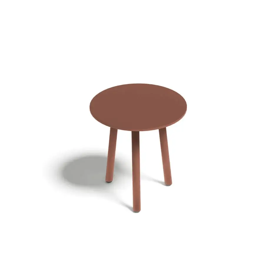 Superior Atmosphera Dream side table crafted with aluminum frame and top in muted terracotta epoxy paint