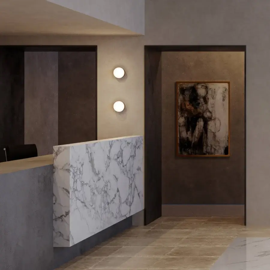 Distinguished Contardi Kiki wall lamp set with white opal glass and smooth matte white finish crafted in Italy