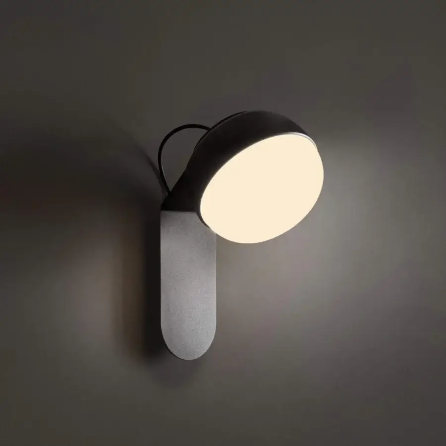 Architectural Contardi Kiki Zest outdoor wall lamp crafted in Italy with dark gray metal and warm white light emission