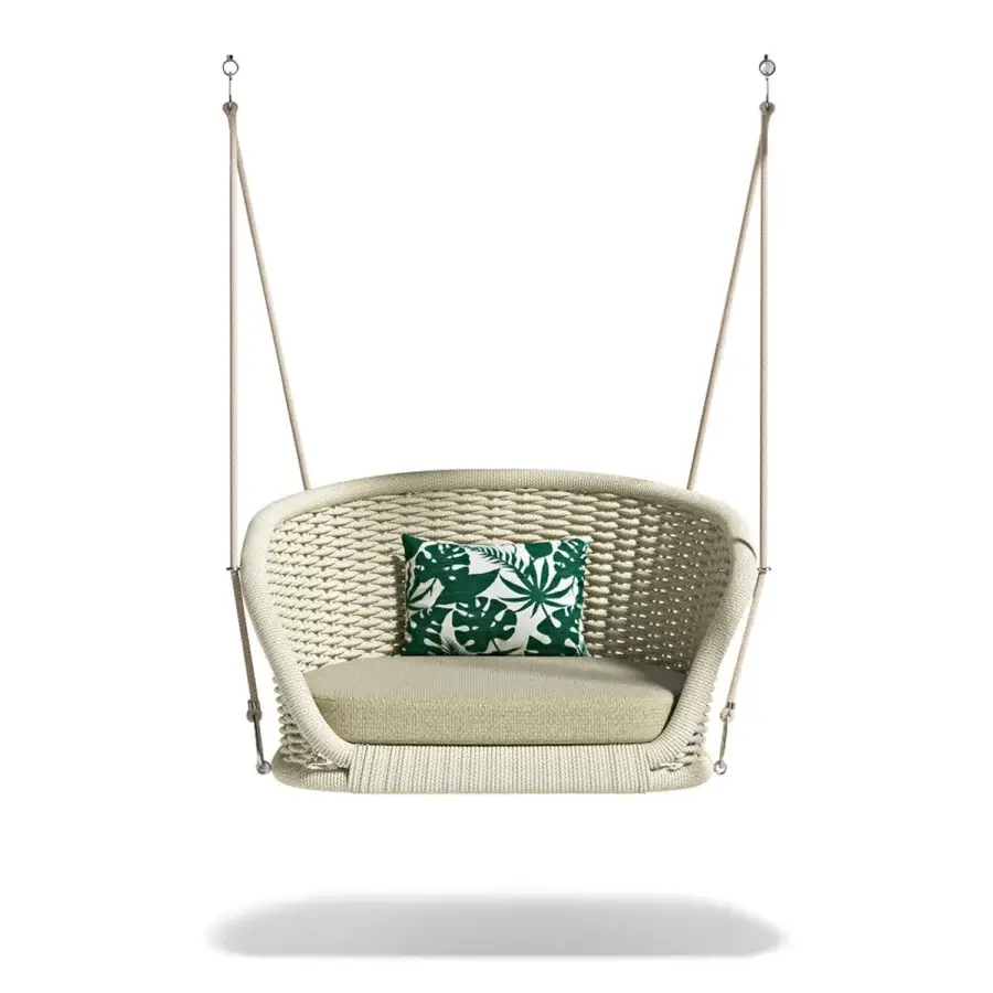 Distinctive Atmosphera Ludo swing crafted in light beige with hand-woven rope and a durable weather-resistant frame