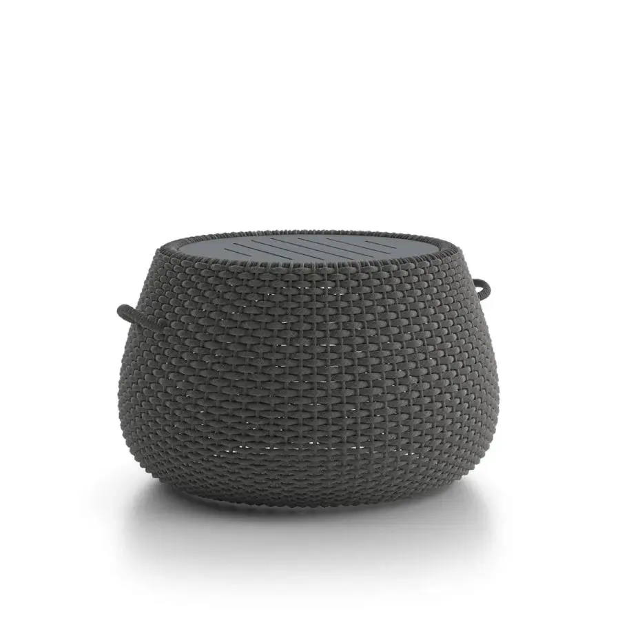 Exceptional Atmosphera Ludo side table crafted with dark gray waterproof Teflon thermoplastic acrylic and a robust aluminum frame