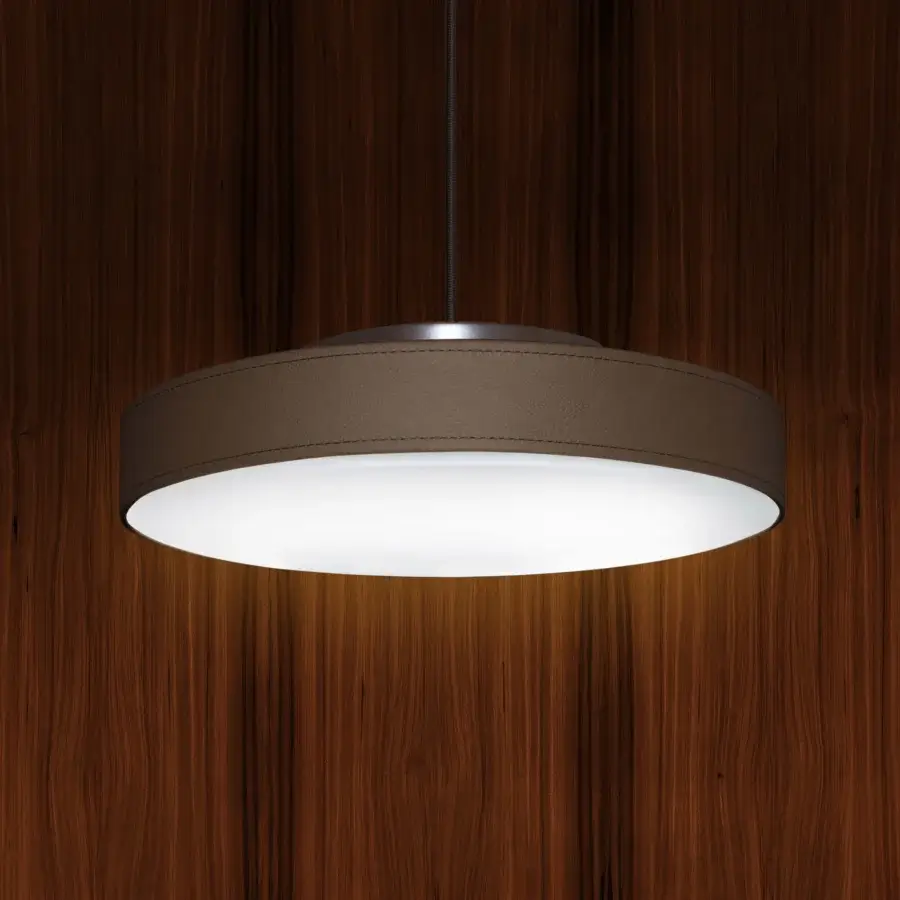 Exceptional Contardi Discus rotating wall lamp with a white opaline diffuser and textured muted brown ring