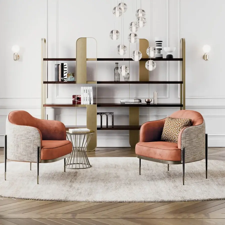 Architectural Capital Khero side table with a clear glass top and reddish-brown metal geometric wireframe built with a satin finish