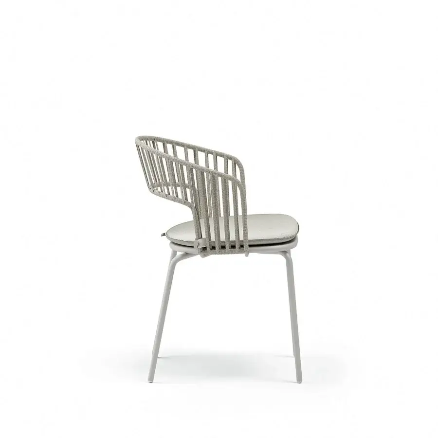 Distinctive Atmosphera Onda armchair crafted with woven synthetic material and smooth matte light gray metal frame