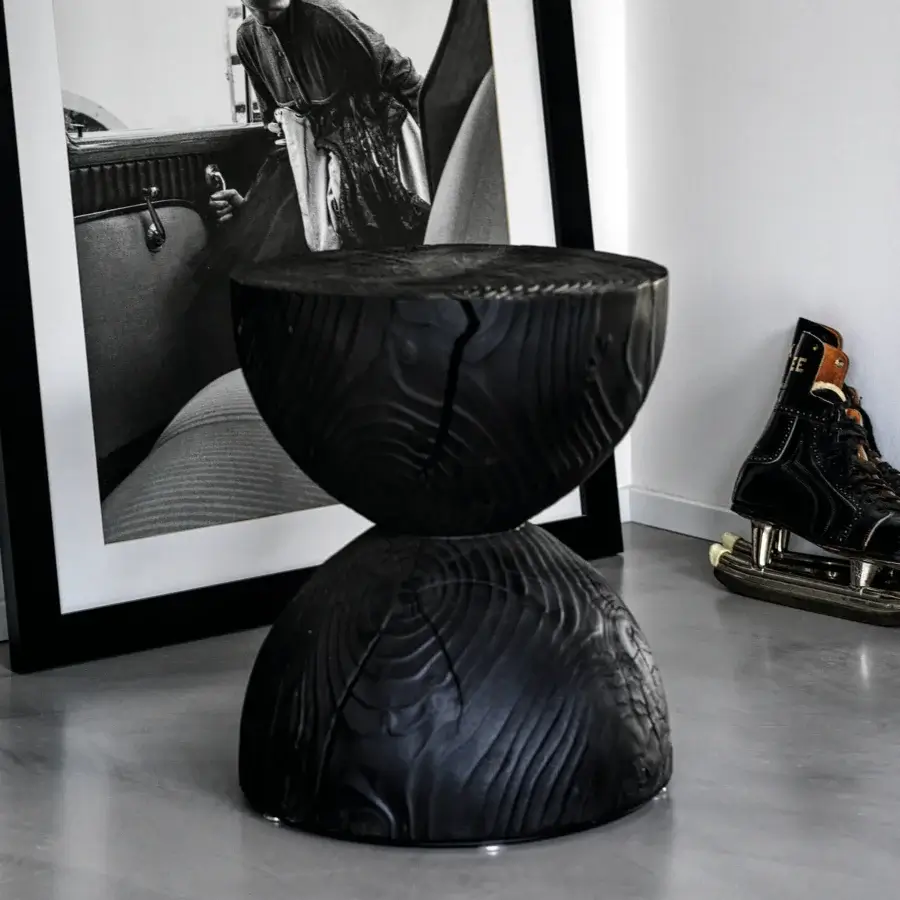 Superior Riva 1920 Clessidra ottoman carved from scented Cedar of Lebanon with a matte finish