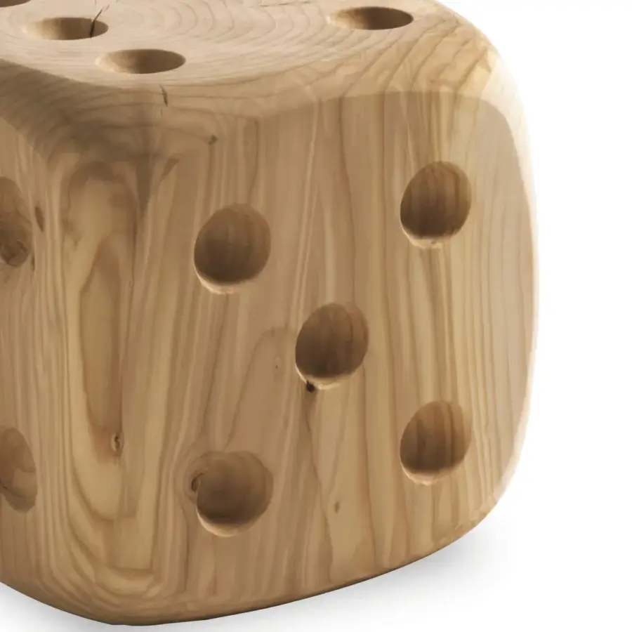 Exceptional Riva 1920 Dadone stool carved from Cedar of Lebanon wood with visible grain and unique circular openings