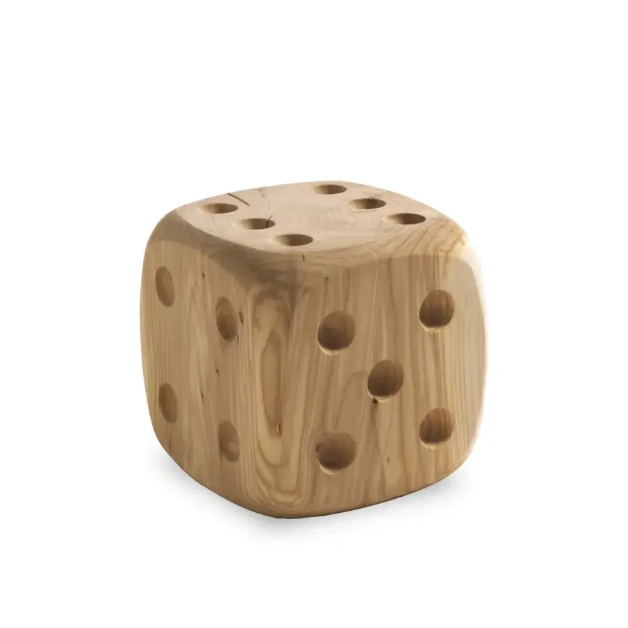 Superior Riva 1920 Dadone stool crafted from light beige Cedar of Lebanon wood with a matte finish and circular details