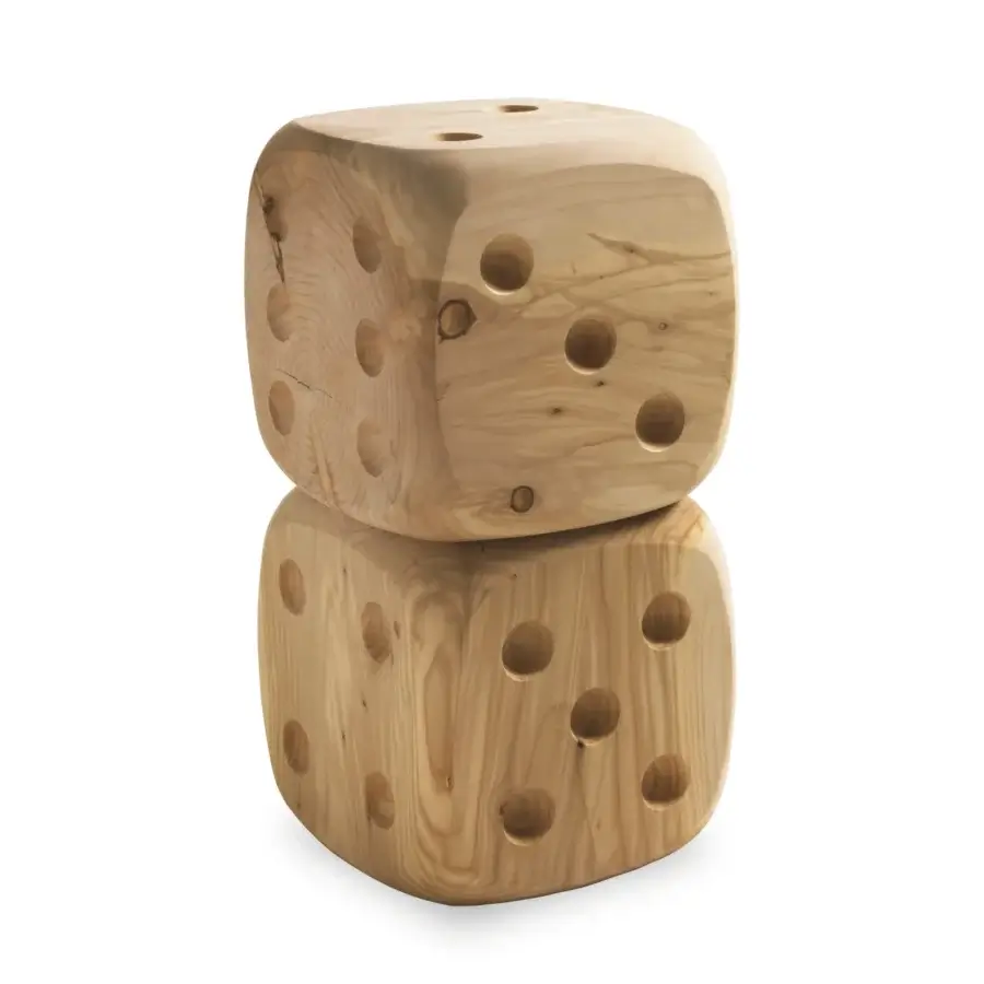 Distinguished Riva 1920 Dadone stool carved from Cedar of Lebanon wood with a matte finish highlighting natural grain