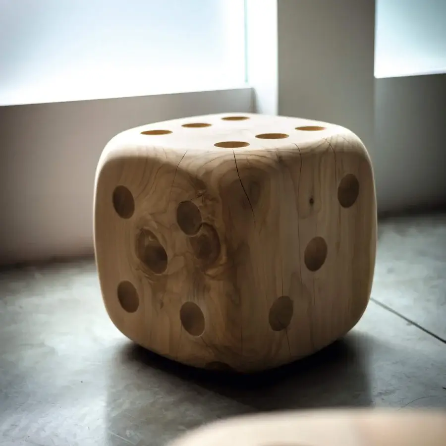 Exceptional Riva 1920 Dadone stool crafted from aromatic Cedar of Lebanon wood with rounded edges and carved circular details