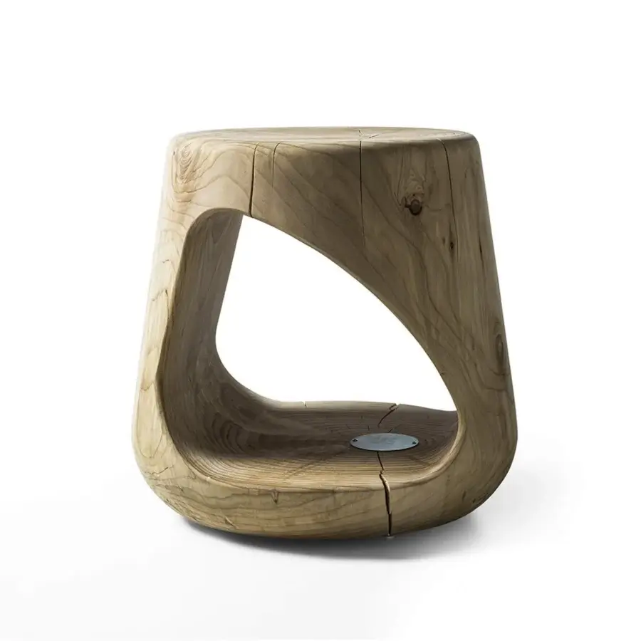 Exceptional Riva 1920 Geppo stool carved from scented Cedar of Lebanon wood with a matte textured finish