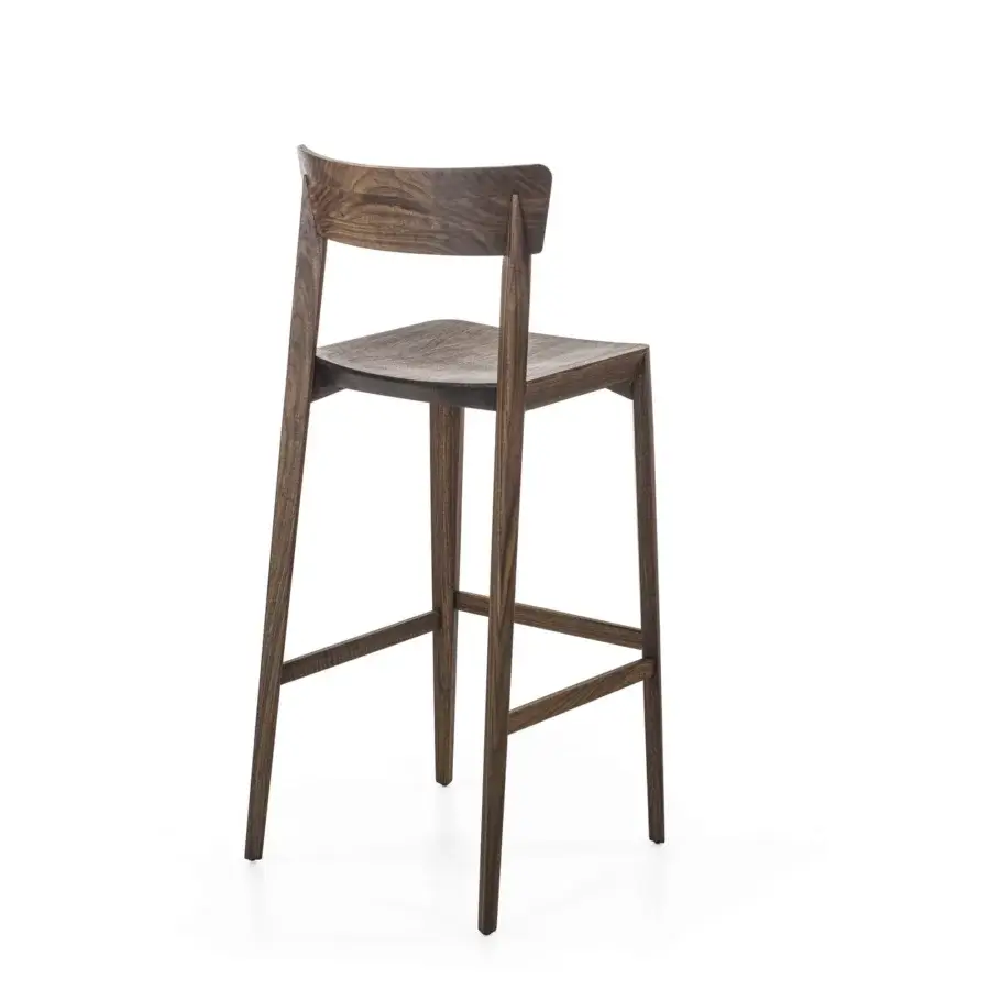 Sophisticated Riva 1920 Mia bar stool crafted in medium-dark brown solid wood with a smooth satin finish