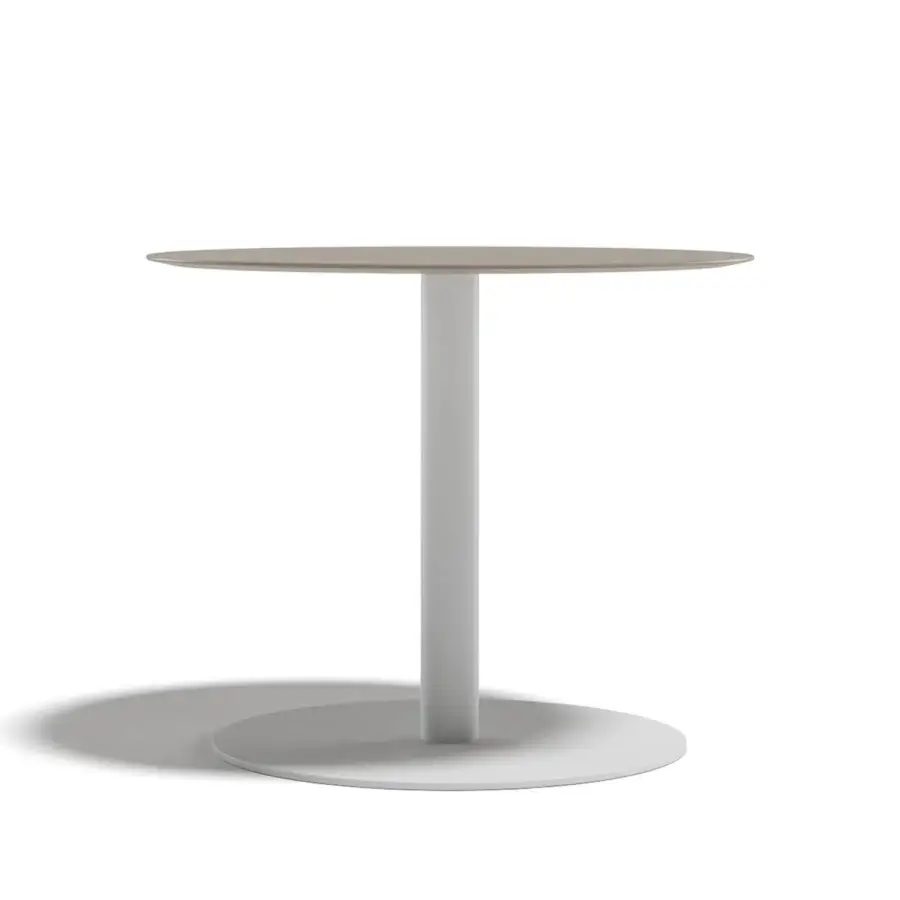 Distinguished Atmosphera Smart side table with white powder coated aluminum base and light brown grained HPL tabletop
