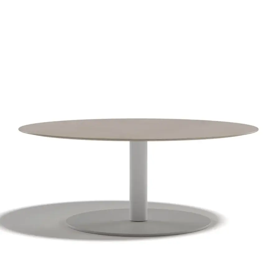 Exceptional Atmosphera Smart coffee table with aluminum base and light beige Gres tabletop in a soft matte finish