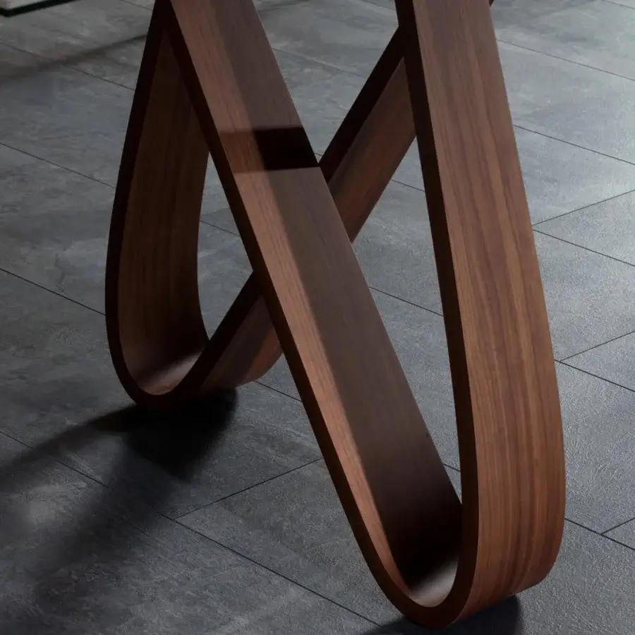 Distinguished Tonin Casa Butterfly Ext table crafted in warm brown wood with a satin finish embodying refined aesthetics