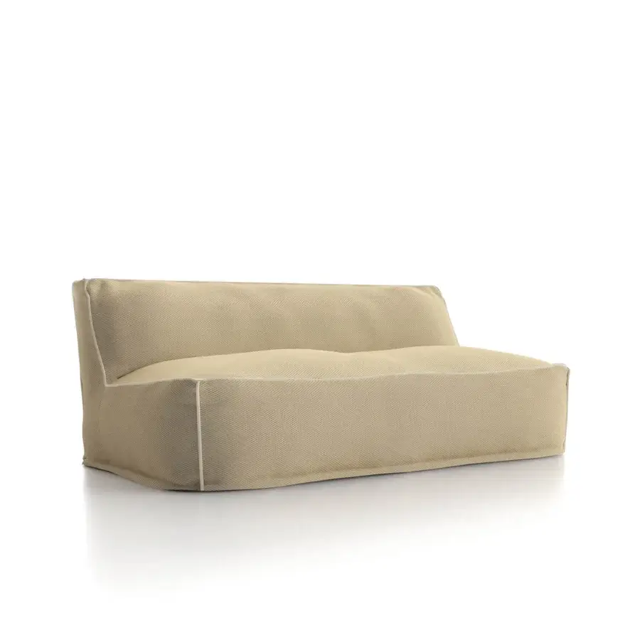 Distinguished Atmosphera Soft sofa with comfortable low-profile design crafted in muted beige draining fabric for quick drying performance