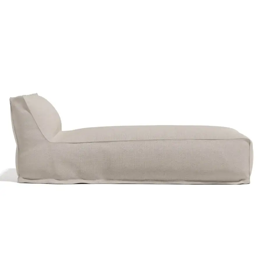 Distinguished Atmosphera Soft chaise lounge crafted in neutral beige textured fabric with rubberised base