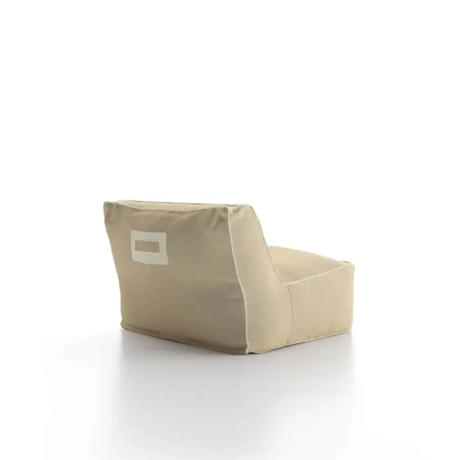 Elegant Atmosphera Soft lounge chair with fluid form and muted beige draining fabric construction