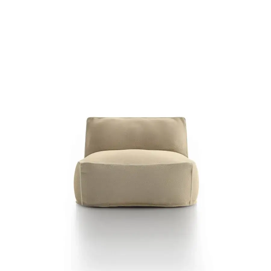 Exceptional Atmosphera Soft lounge chair with comfortable ergonomics and textured matte beige fabric with white trim
