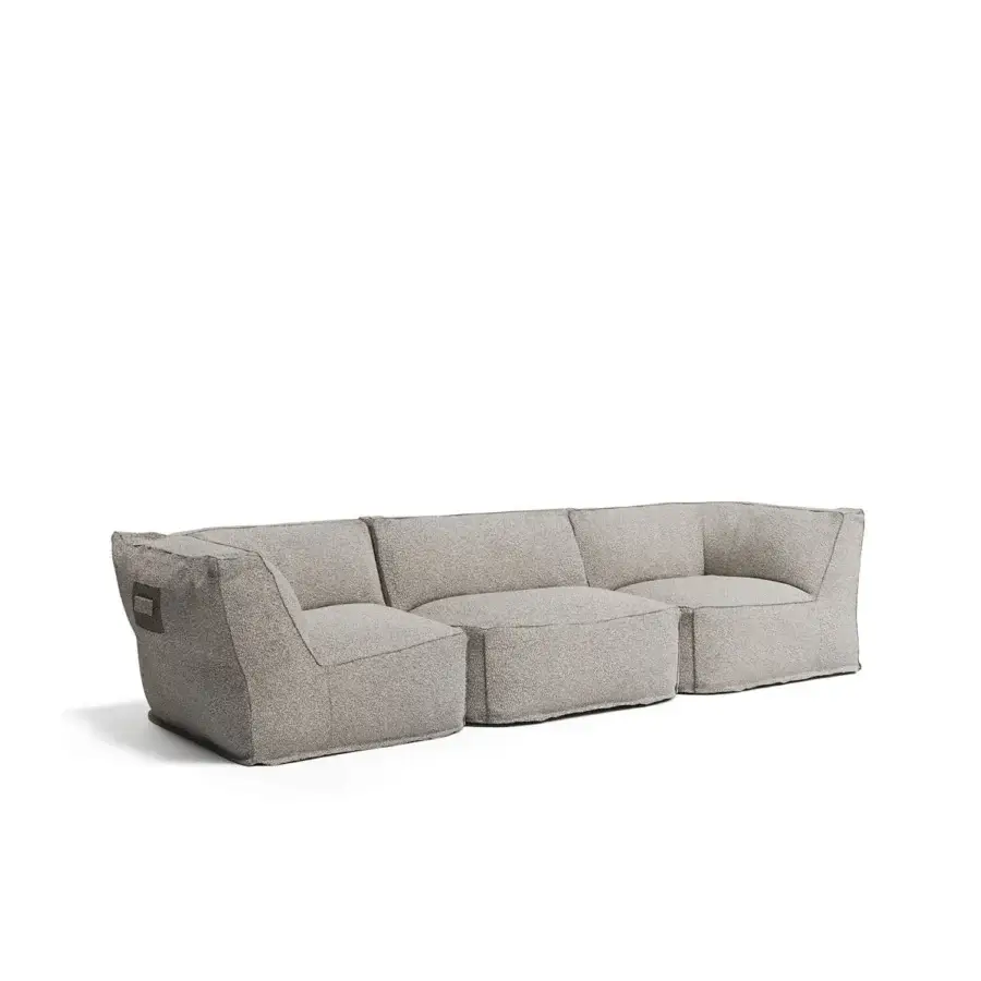 Distinctive Atmosphera Soft Modular Sofa with light gray breathable technical fabric and anti-slip rubber base