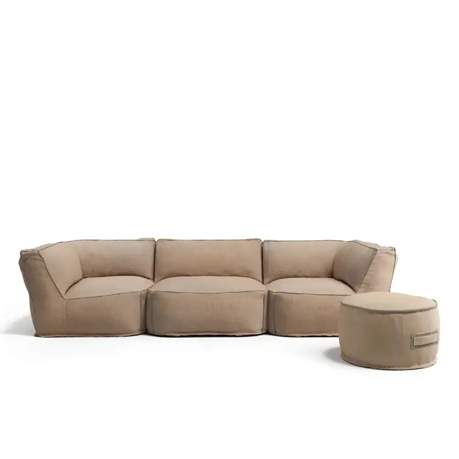 Captivating Atmosphera Soft Modular Sofa with breathable technical fabric, removable woven upholstery in a warm neutral beige tone