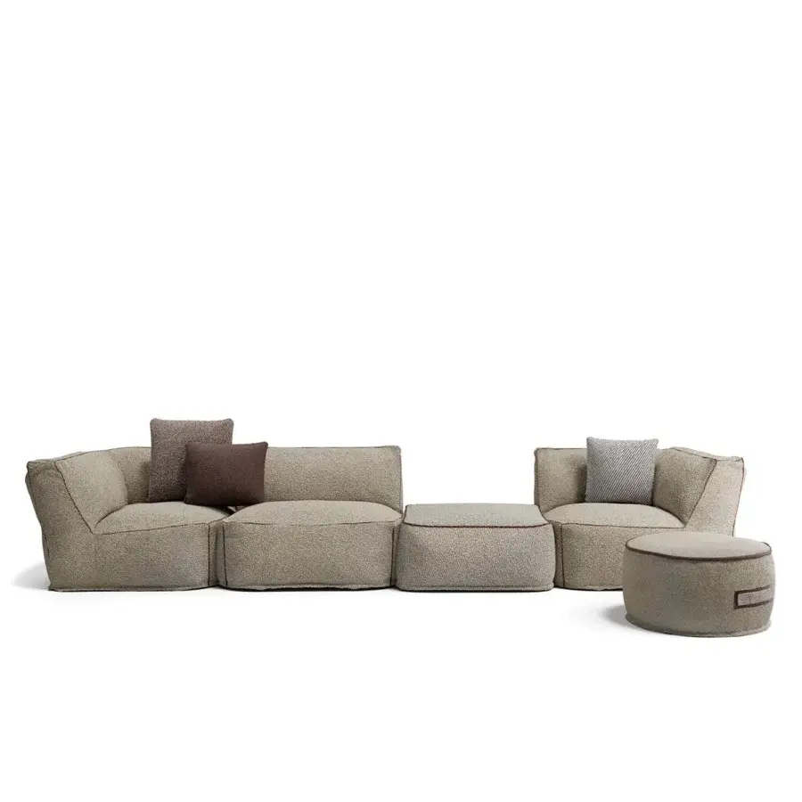 Elegant Atmosphera Soft Modular Sofa with breathable technical fabric, non-slip base and generously proportioned neutral beige cushions