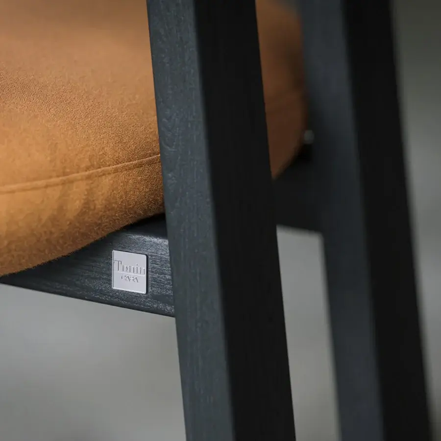 Superior Tonin Casa Camila chair with earthy brown textile upholstery and dark matte solid wood frame