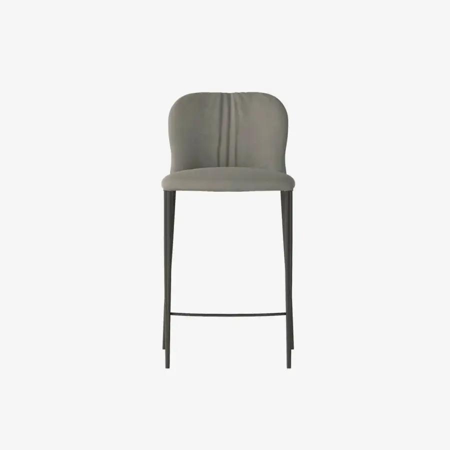 Exceptional Tonin Casa Bustier stool in muted grey textile with bustier quilting and matte finish