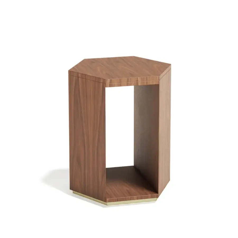 Exclusive Capital Dedalo side table crafted in wood with a sophisticated matte finish and subtle metal plinth base