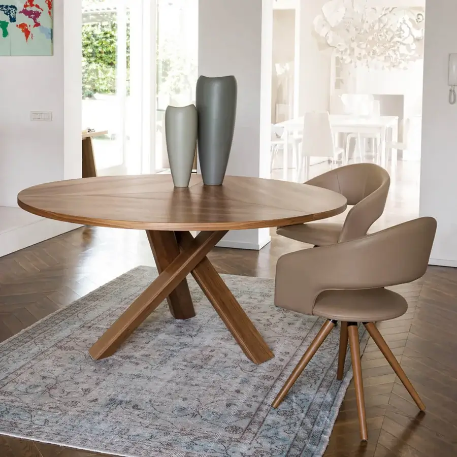 Distinguished Ivano Antonello Italia Resort dining table crafted in wood with a satin finish and medium-toned brown hue