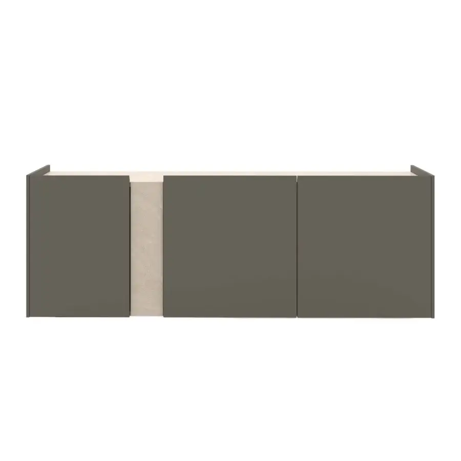 Distinguished Dallagnese DA45 sideboard with muted gray-brown and neutral beige stoneware insert in matte finish