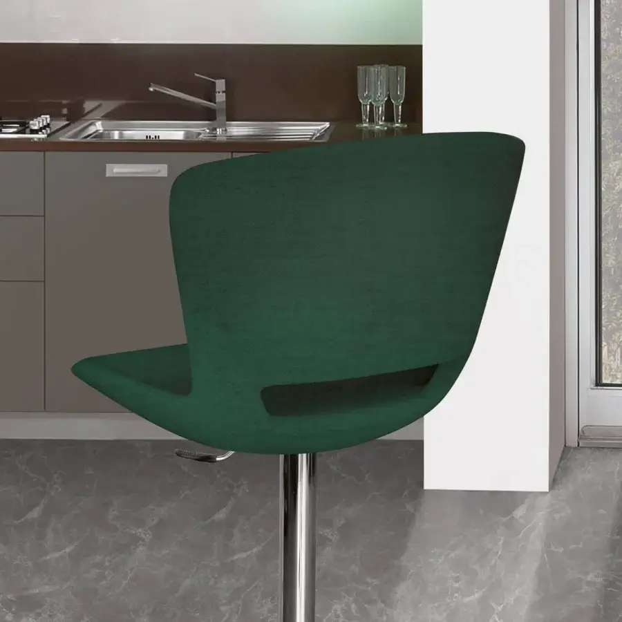Elegant Ivano Antonello Italia Emma bar stool with deep green textile upholstery and chromed steel frame