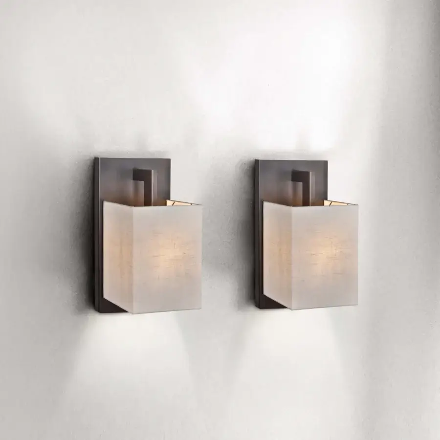 Superior Contardi Heritage Coconette wall lamp built with dark matte metal and subtly textured linen shade