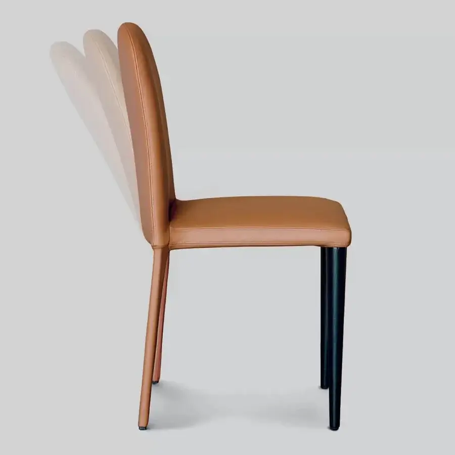Distinguished Ivano Antonello Italia Igorina dining chair with warm brown synthetic leather and flexible harmonic steel backrest in matte finish