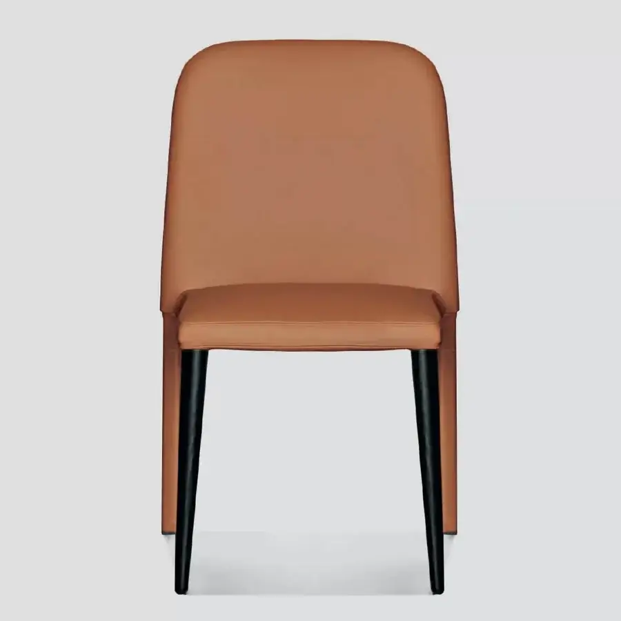 Exceptional Ivano Antonello Italia Igorina dining chair in terracotta synthetic leather with a harmonic steel backrest