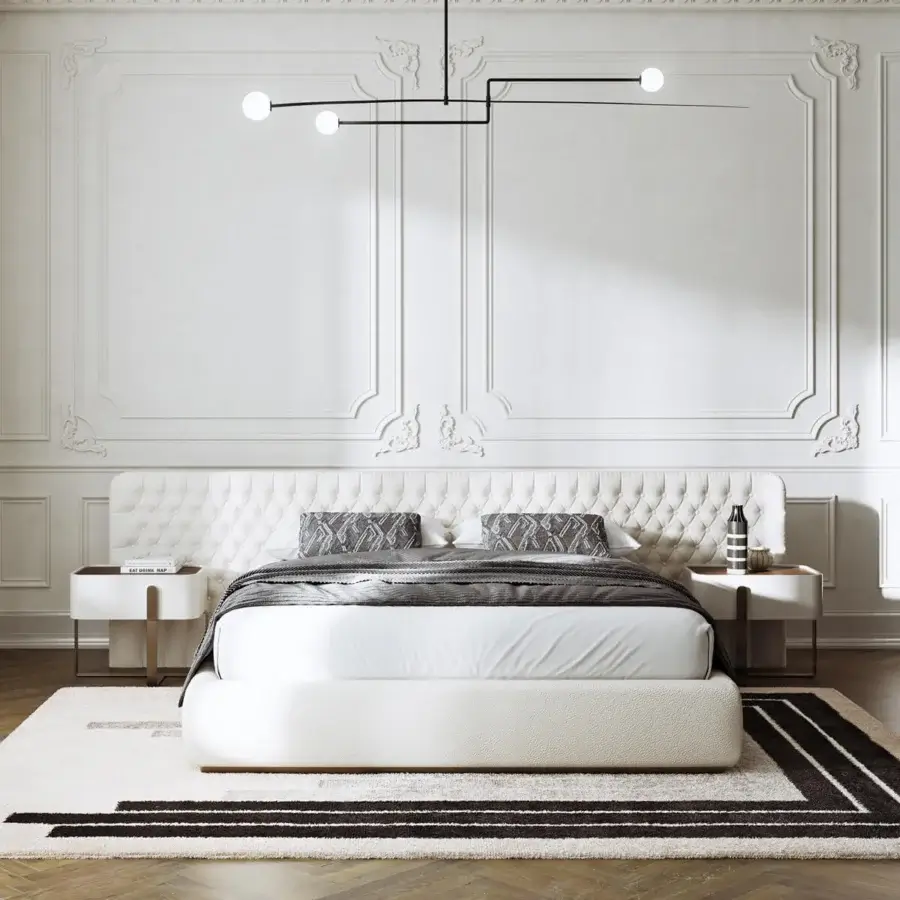 Distinguished Capital Eden nightstand with a gently rounded lacquered silhouette and matte light beige wood construction