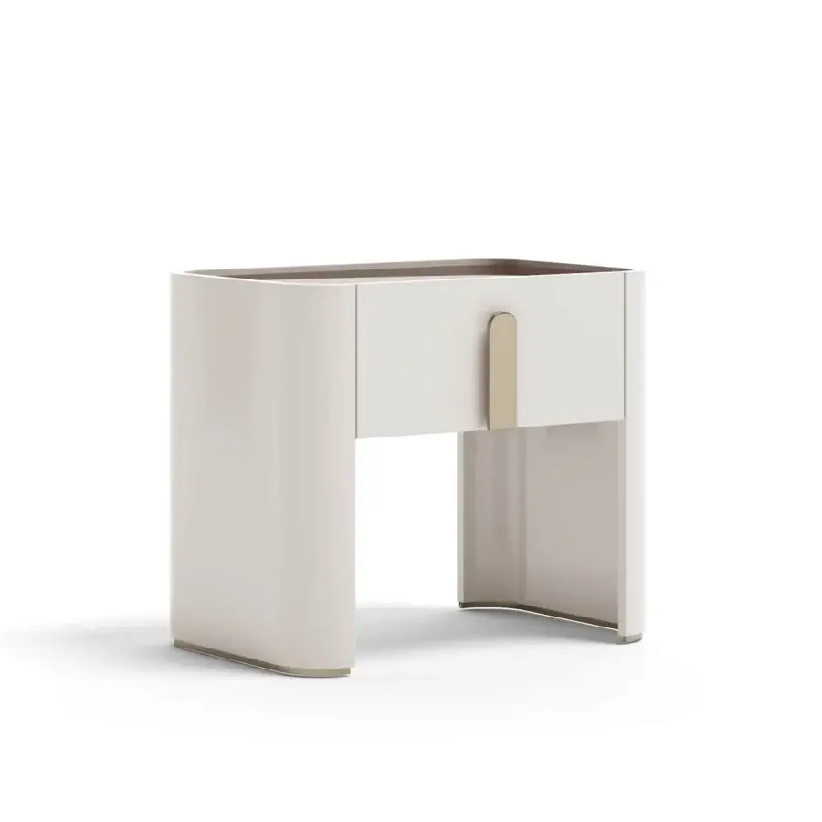 Elegant Capital Eden XL nightstand with lacquered structure, rich wooden tabletop and polished golden metal accents