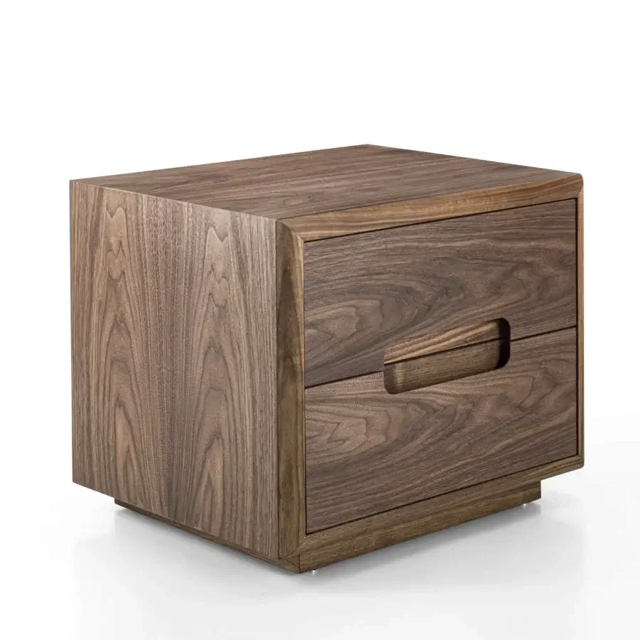 Distinguished Riva 1920 Sospiro nightstand crafted in medium-dark brown solid wood and blockboard with a subtle satin sheen