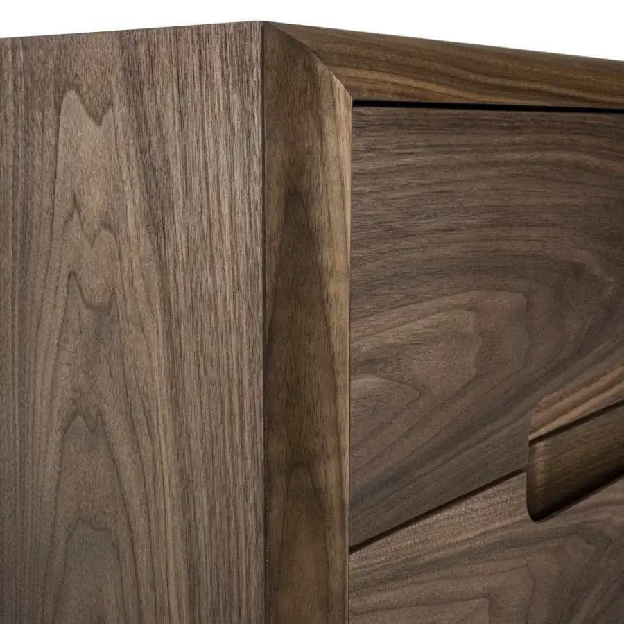 Superior Riva 1920 Sospiro nightstand crafted in medium-dark brown solid wood and blockboard with satin finish