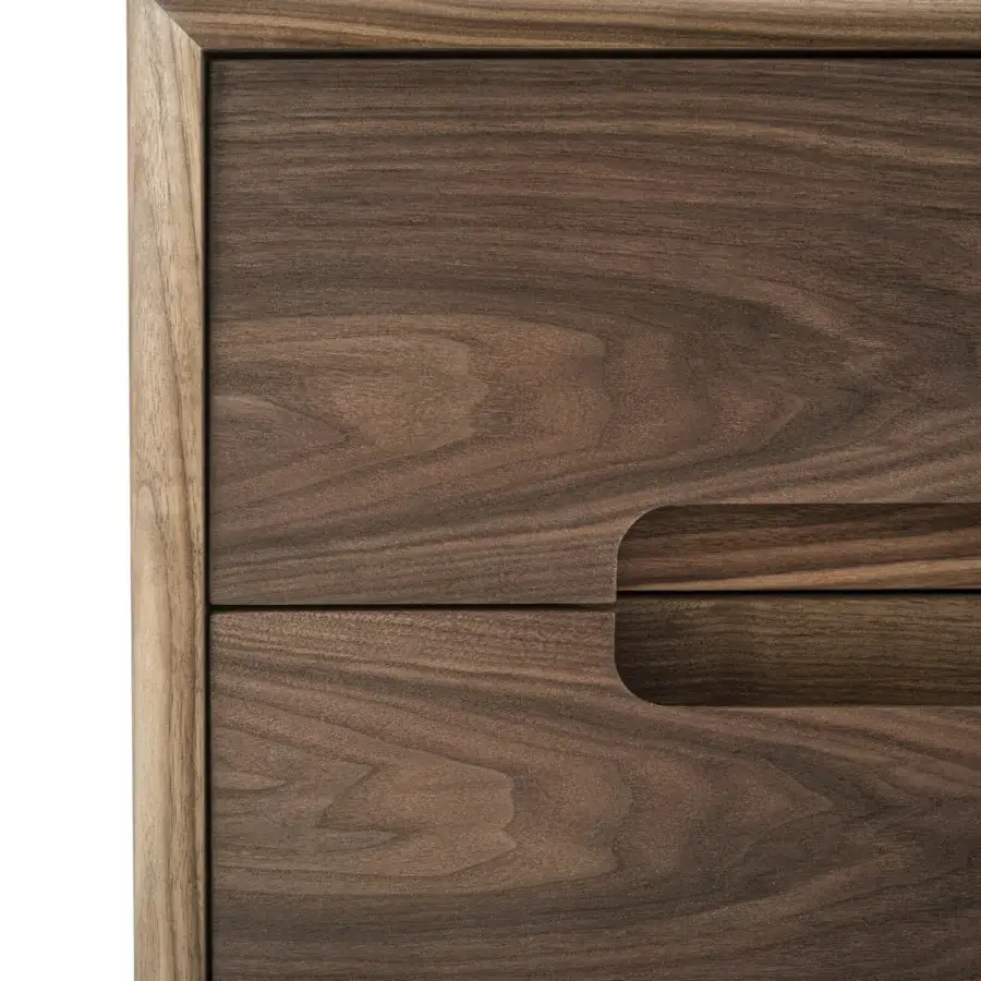 Elegant Riva 1920 Sospiro nightstand crafted in medium-dark brown solid wood and blockboard with a satin finish