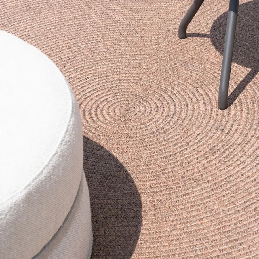 Distinguished Atmosphera Michelangelo rug expertly hand woven in terracotta from polyester and polypropylene fibers with a richly textured surface